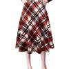 Wool Skirts for Womens High Waist Aline Pleated Midi Skirts