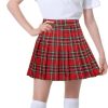 Women Girls Pleated Skirts with Shorts, Elastic Waist Uniform Plus Size Tennis Casual Skirt, 2 Years - US 4XL