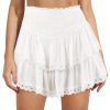 614bLNq0WUL.jpg Women's Cute High Waist Ruffle Mini Skirt Layered Ruffle Hem Flared Flowy Casual Swing Beach Mini Short Skirt