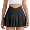 Women Tennis Golf Skirt with Pockets - High Waisted Crossover Golf Pleated Athletic Workout Dress Running Skort