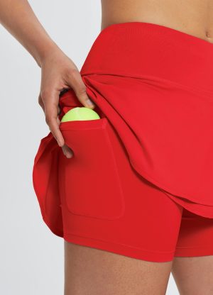 61FrQEdK0UL.jpg Women's Pleated Tennis Skirts Athletic Golf Skorts for Women with Pockets Shorts High Waisted Workout Layered Ruffle