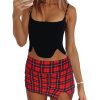 Womens Mini Skorts Casual Y2k Summer Mid-Waisted Front Split Pencil Bodycon Skirts with Shorts Underneath