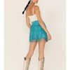 Women's Fringe Tiered Suede Mini Skirt - L704-Trq