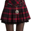 Women's A-Line Plaid Wool Blend Pleated Skirt Side Zipper