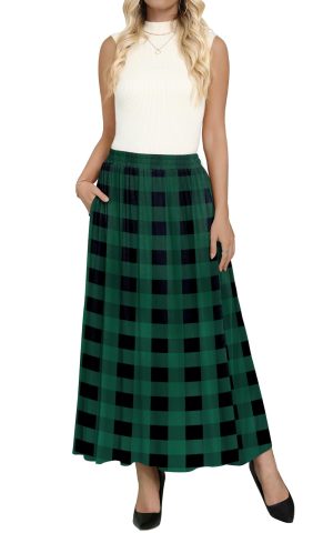 Women's Maxi Skirt Flowy High Waisted Casual Long Skirts with Pockets