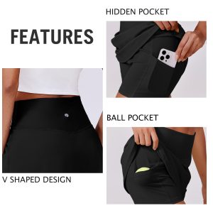 Womens Tennis Skirt High Waisted Golf Skort with 2 Pockets Stretchy Athletic Skirts for Workout Pickleball Running
