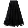 Women's Maxi Tulle Skirt Long Tiered A Line Mesh Tutu Fairy High Elastic Waist Pleated Layered Skirts