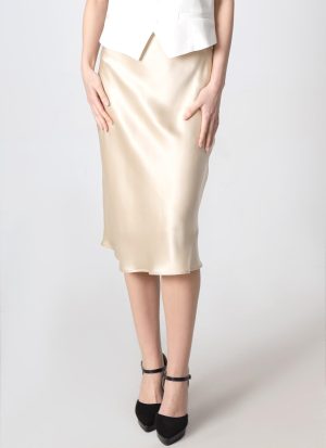 100% Mulberry Silk Skirt Straight Knee-Length Half-Body Skirt