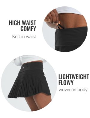 61m6Vl4bQYL.jpg Women's Pleated Tennis Skirt Golf Skorts for Woman High Waisted Lightweight Athletic Shorts Pockets