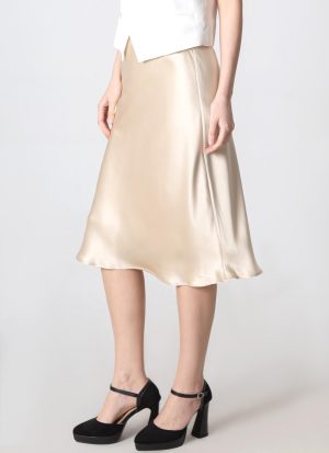 100% Mulberry Silk Skirt Straight Knee-Length Half-Body Skirt