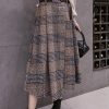 61xxe6hrVL.jpg Women's Vintage Plaid Wool Blend Midi Skirt Houndstooth A Line Wool Long Skirt with Belt