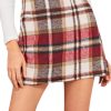Women's Plaid Skirt High Waisted Pencil Mini Skirt