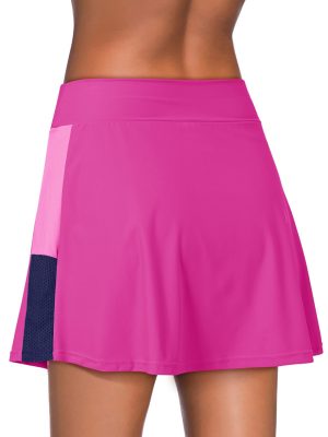 Womens Swim Skirt Tummy Control Color Block Tankini Swimdress Bikini Bathing Suit Swimsuit Bottoms