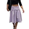Y2k Plaid Midi Skirt for Women High Waist Tie Up Ruffle Trim Swing A Line Gingham Skirts Vintage Aesthetic Streetwear