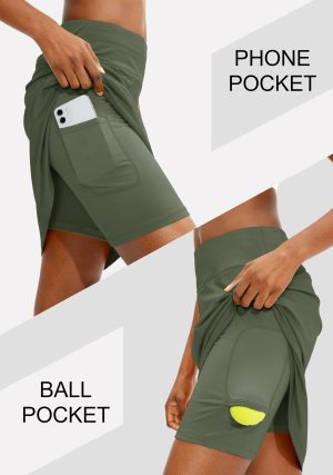 Women's 20" Knee Length Skorts Skirts UPF50+ Athletic Tennis Golf Skirt for Women Casual Summer Skirts