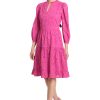 Women's Mini Ruffle Mock Neck Eyelet Dress with Tiered Skirt