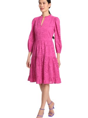 Women's Mini Ruffle Mock Neck Eyelet Dress with Tiered Skirt