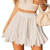 Women's Pleated Skater Skirt Basic Casual High Waisted Ruffles Flared Mini Lingerie Skirts