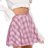 Women's Cute Plaid High Waist Above Knee A-line Skater Mini Short Skirt