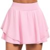 Tennis Skirt Pleated Skorts for Woman Double Ruffle Golf Skirts for Women Skort with Pockets Tummy Control Athletic