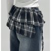 Women's Plaid Layered Ruffle Side Tie Y2k Low Rise Coquette Wrap Micro Mini Skirt