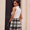 2025 Plaid Pencil Skirts for Women High Waisted Casual Stretch Bodycon Mini Skirt