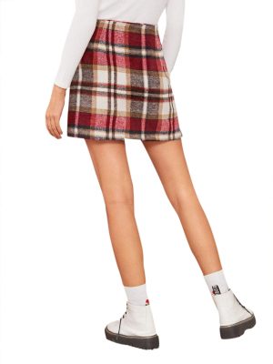 Women's Plaid Skirt High Waisted Pencil Mini Skirt