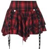 Womens Punk Plaid Skirt Gothic Pleated Mini Skirts A Line Grunge Harajuku Half Skirted Y2K Emo Checkered Skirt