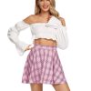 Women's Cute Plaid High Waist Above Knee A-line Skater Mini Short Skirt