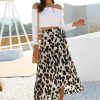 Women's Boho Leopard Skirt High Low Split Summer Beach Midi Wrap Skirts