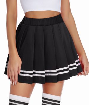 Womens Pleated Skirt School Uniform Skirt Mini Skirt Pleated Cheer Skirt