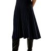 Merino Wool Knit Skirt for Women Elastic Warm Solid Pleated A-line Skirts for Ladies Winter Fall Work Casual