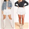 71kav2bkBfL.jpg Women's Cute High Waist Ruffle Mini Skirt Layered Ruffle Hem Flared Flowy Casual Swing Beach Mini Short Skirt