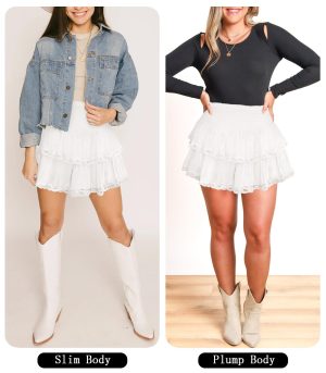 71kav2bkBfL.jpg Women's Cute High Waist Ruffle Mini Skirt Layered Ruffle Hem Flared Flowy Casual Swing Beach Mini Short Skirt