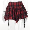 Womens Punk Plaid Skirt Gothic Pleated Mini Skirts A Line Grunge Harajuku Half Skirted Y2K Emo Checkered Skirt