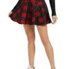 Women's Vintage Elastic Waist Plaid Flared Mini Skater Skirt