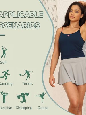 Womens Pleated Skirt High Waisted Mini Tennis Skirts for Women with Shorts Pockets Pickleball Skater Cheer Skorts