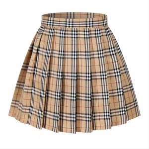 71xd5bgZY0L.jpg Women's Girls Plaid Pleated Skirt High Waisted Japanese School Uniform A-line Pleated JK Skirt Skater Tennis