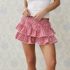 Womens Halloween Wizard Costume Elastic Waist Ruffle Layered Gingham Mini Skirt Dorothy Dress Fancy Skirt Lace Trim