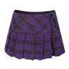 817QzyXI6ZL.jpg Mini Plaid Slit Skirt Women's US Size Pleated Skirt Schoolgirl Uniform, Multicolour