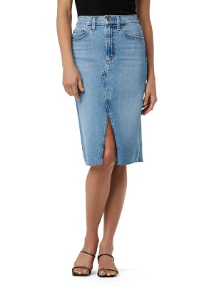 Women's The Joplin High Rise Knee Length Denim Skirt with Front Slit