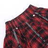 Womens Punk Plaid Skirt Gothic Pleated Mini Skirts A Line Grunge Harajuku Half Skirted Y2K Emo Checkered Skirt