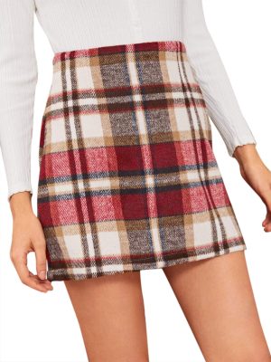 Women's Plaid Skirt High Waisted Pencil Mini Skirt
