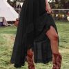 81RV-ix1DL.jpg Women's Western Boho Lace Ruffle Skirt Asymmetrical Country Cowgirl Skirts