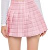 Women's Casual High Waist Plaid A Line Pleated Mini Skirt