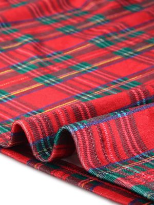 Plus Size Vintage Skirt for Women 2024 A-line Plaid Printed Flare Elastic High Waist Midi Skirts