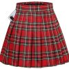 Women Girls Pleated Skirts with Shorts, Elastic Waist Uniform Plus Size Tennis Casual Skirt, 2 Years - US 4XL