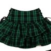 Womens Y2k Gothic Skirt High Waisted Lace Up Double Layered Ruffles Punk Mini Emo Skirts