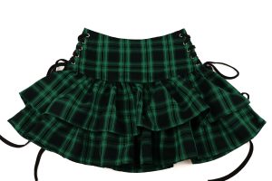 Womens Y2k Gothic Skirt High Waisted Lace Up Double Layered Ruffles Punk Mini Emo Skirts