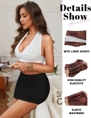 81aOd0zfRL.jpg Women Mini Skort Skirts Pencil Bodycon Short Skirts Y2k Leopard Print Skorts with Shorts Underneath